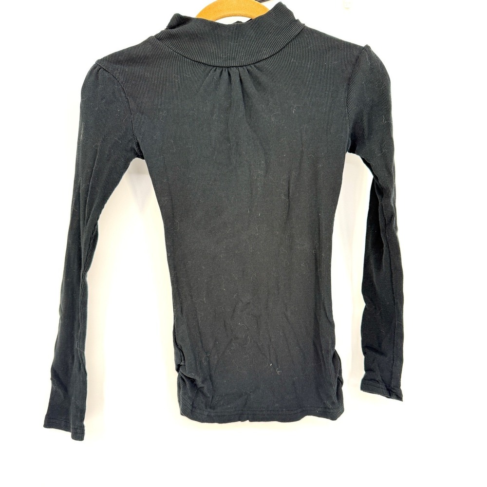 VTG Y2K Derek Heart Black Ribbed Turtleneck Keyhole Top Small Preppy Minimalist